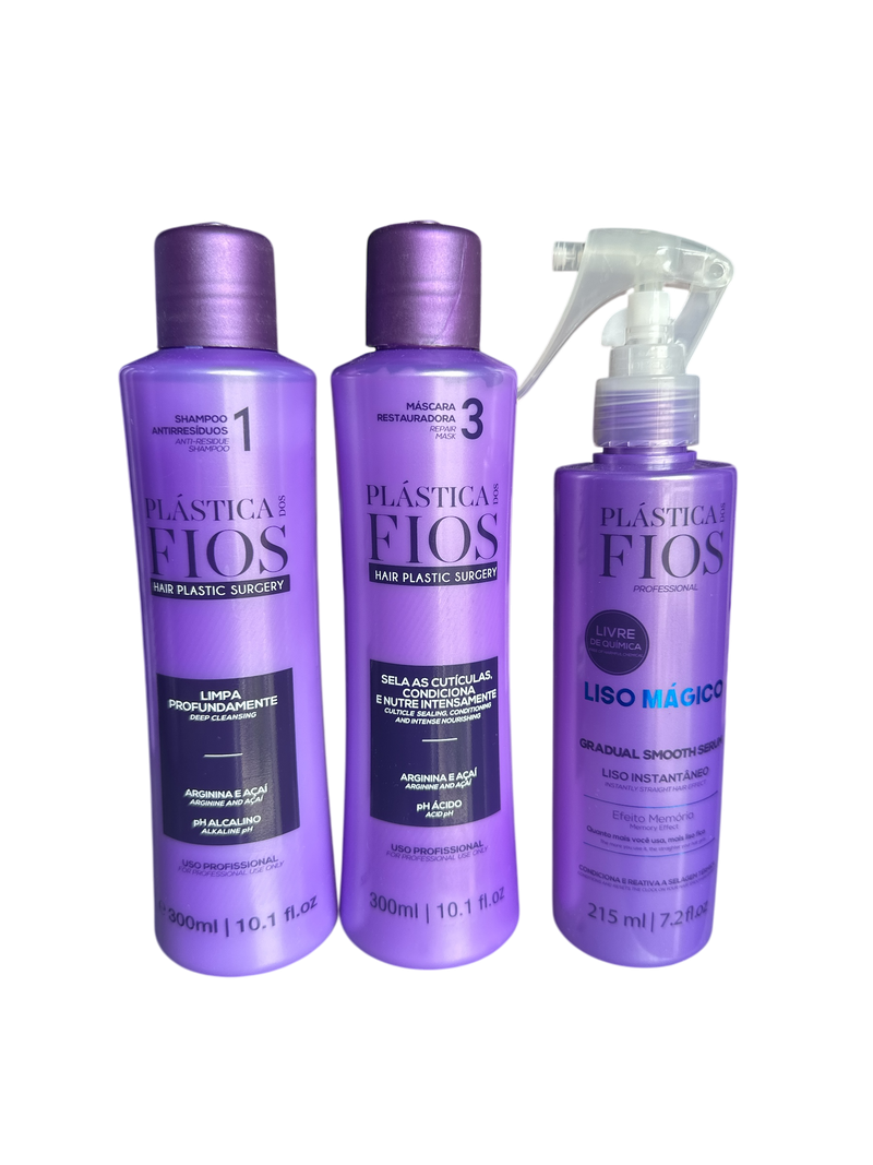 Cadiveu Plastica Dos Fios Sexy Hair Set. Champú, Acondicionador y Fluido Mágico