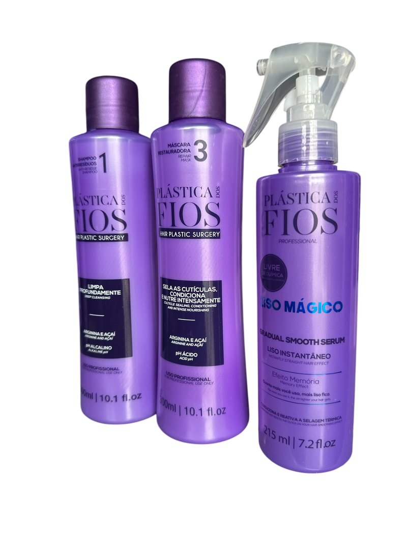 Cadiveu Plastica Dos Fios Sexy Hair Set. Champú, Acondicionador y Fluido Mágico