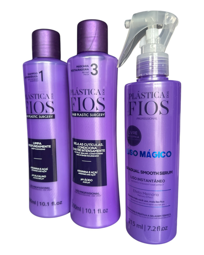 Cadiveu Plastica Dos Fios Sexy Hair Set. Champú, Acondicionador y Fluido Mágico